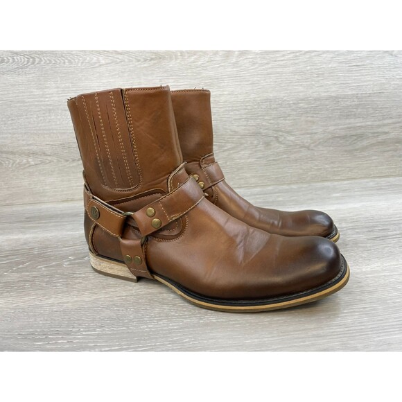 J75 Jump Harness Boots Men's US 9 Brown Leather Side Zip Ankle. - Picture 1 of 10